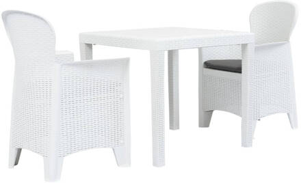 vidaXL 3-delige Bistroset rattan-look kunststof wit