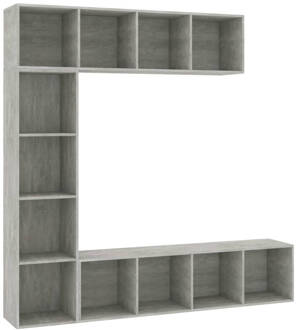 vidaXL 3-delige Boekenkast-/tv-meubelset 180x30x180 cm betongrijs