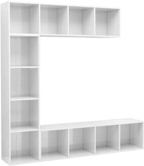 vidaXL 3-delige Boekenkast-/tv-meubelset 180x30x180 cm hoogglans wit