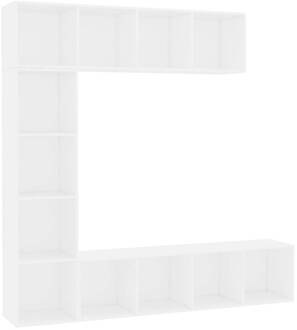 vidaXL 3-delige Boekenkast-/tv-meubelset 180x30x180 cm wit