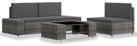 vidaXL 4-delige Loungeset poly rattan grijs