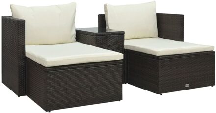 vidaXL 5-delige Loungeset met kussens poly rattan bruin