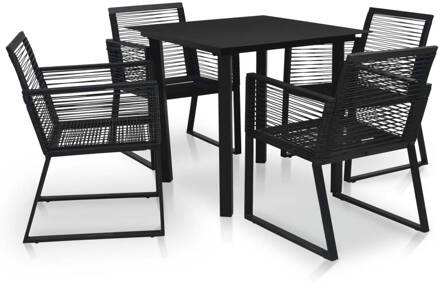 vidaXL 5-delige Tuinset PVC-rattan zwart