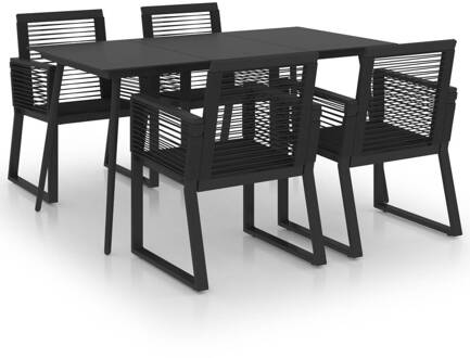 vidaXL 5-delige Tuinset PVC-rattan zwart