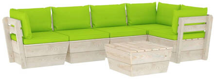 vidaXL 6-delige Loungeset met kussens pallet vurenhout Groen