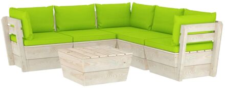 vidaXL 6-delige Loungeset met kussens pallet vurenhout Groen