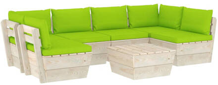 vidaXL 7-delige Loungeset met kussens pallet vurenhout Groen