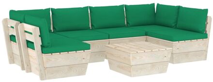 vidaXL 7-delige Loungeset met kussens pallet vurenhout Groen