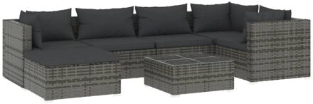 vidaXL 7-delige Loungeset met kussens poly rattan grijs