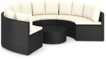 vidaXL 7-delige Loungeset met kussens poly rattan zwart