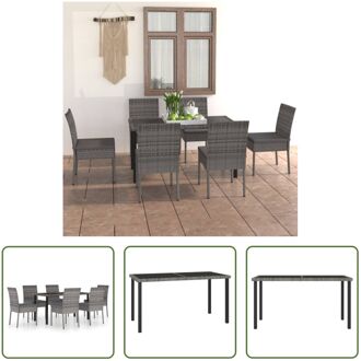 vidaXL 7-delige Tuinset poly rattan grijs - Tuinset