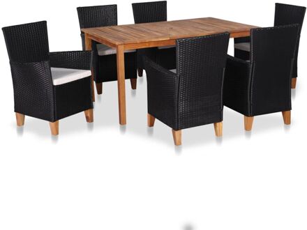 vidaXL 7-delige Tuinset poly rattan zwart en bruin Multicolor