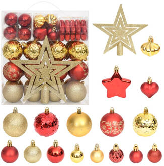 vidaXL 70-delige Kerstballenset goud en rood Multikleur