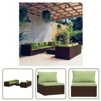 vidaXL 8-delige Loungeset met kussens poly rattan bruin - Tuinset