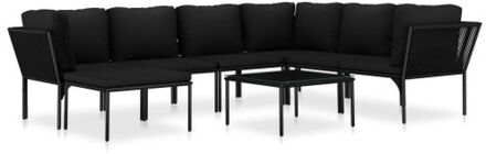 vidaXL 8-delige Loungeset met kussens PVC zwart