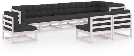 vidaXL 9-delige Loungeset met kussens massief grenenhout Wit