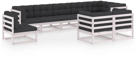 vidaXL 9-delige Loungeset met kussens massief grenenhout Wit