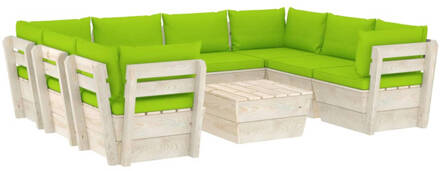 vidaXL 9-delige Loungeset met kussens pallet vurenhout Groen