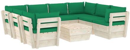 vidaXL 9-delige Loungeset met kussens pallet vurenhout Groen