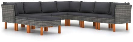 vidaXL 9-delige Loungeset met kussens poly rattan grijs