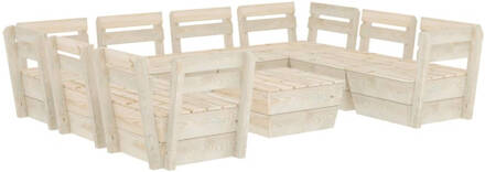 vidaXL 9-delige Loungeset pallet geïmpregneerd vurenhout Beige