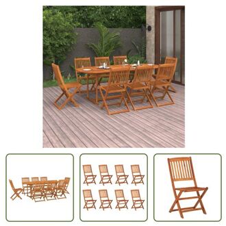 vidaXL Acacia Houten Tuinset - 220 x 90 x 75 cm - Inklapbare Stoelen - Waterbestendige Hoes - Montage Vereist Bruin