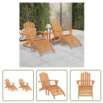 vidaXL Adirondack houten tuinstoel - massief acaciahout - incl - voetensteun - 75 x 84 x 90 cm - Bruin