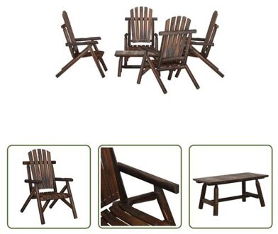 vidaXL Adirondack loungeset van massief vurenhout - 68x86x103 cm - waterbestendig hoes - geschikt voor Bruin