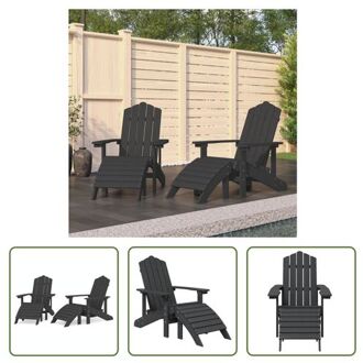 vidaXL Adirondack Tuinstoel - Antraciet - HDPE - 73x83x92 cm - Met Voetenbanken Grijs