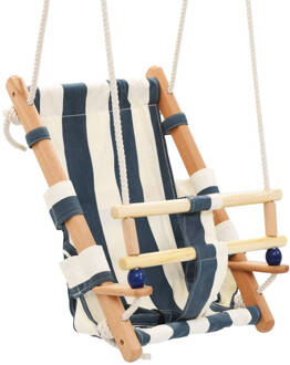 vidaXL Babyschommel Met Veiligheidsgordel Katoen Hout Blauw