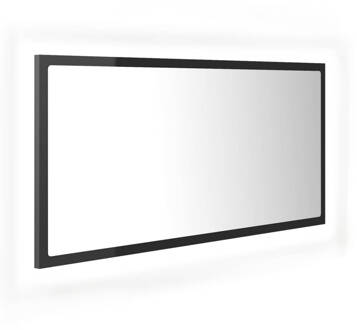 vidaXL Badkamerspiegel LED 90x8,5x37 cm acryl hoogglans grijs Zwart