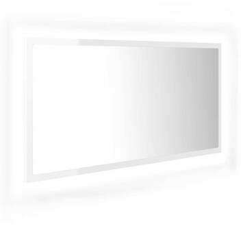 vidaXL Badkamerspiegel LED 90x8,5x37 cm acryl hoogglans wit Beige