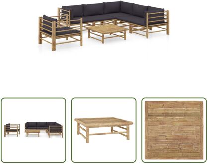 vidaXL Bamboe Lounge Tuinmeubel Set - 65x70x60 cm - modulair design - gemakkelijk schoon te maken - Grijs