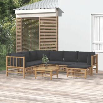 vidaXL Bamboe Loungeset - Modulair - Comfortabel zitten - Praktische tafel - Duurzaam materiaal - Levering Bruin