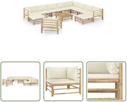 vidaXL Bamboe loungeset - tuinmeubelen - 65x70x60cm - crèmewit