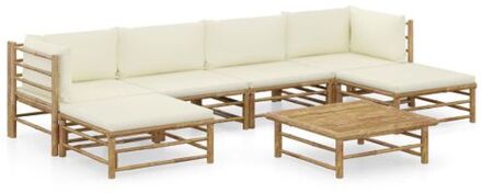 vidaXL Bamboe loungeset - Tuinmeubelset - 65 x 70 x 60 cm - Stevig en gemakkelijk schoon te maken - Dik Wit