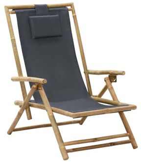 vidaXL Bamboe - Relaxstoel Verstelbaar Bamboe En Stof Donkergrijs - Tls313024