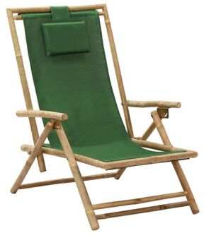 vidaXL Bamboe - Relaxstoel Verstelbaar Bamboe En Stof Groen - Tls313027