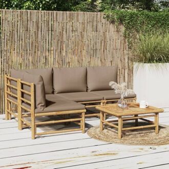 vidaXL Bamboe Tuinset - Modulair ontwerp - Duurzaam materiaal - Comfortabele zit - Praktische tafel Bruin