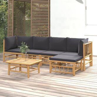 vidaXL Bamboe Tuinset - Modulair ontwerp - Duurzaam materiaal - Comfortabele zitervaring - Praktische tafel - Bruin
