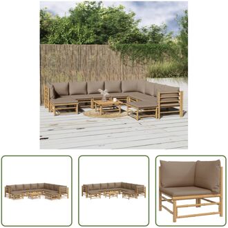 vidaXL Bamboe Tuinset - Modulaire Loungeset 55x65x30cm - Comfortabele Kussens - Praktische Tafel Bruin