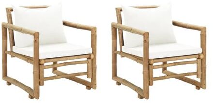 vidaXL Bamboe Tuinstoelen - 60 x 65 x 72 cm - Comfortabel en weerbestendig set van 2 stoelen Bruin