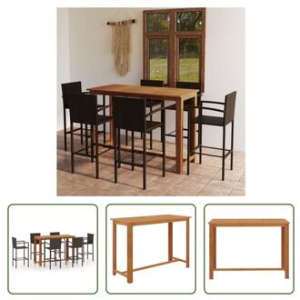 vidaXL Barset Acacia - 150 x 70 x 105 cm - Bruin Poly Rattan