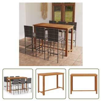 vidaXL Barset Acaciahout - Grijs - 150x70x105 cm - Rattan kussens