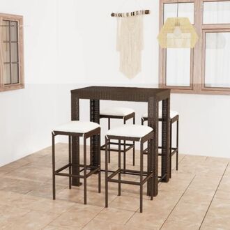 vidaXL Barset - bruin PE-rattan - gepoedercoat staal - tafel 100x60.5x110.5cm - stoel 38x38x76cm - incl - 4