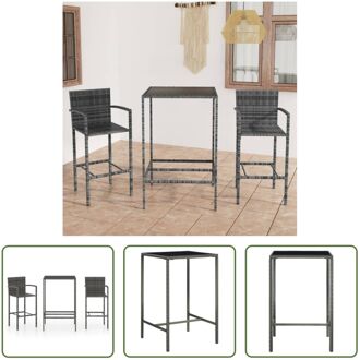 vidaXL Barset Grijs PE-Rattan - 70 x 70 x 110 cm - Incl - 2 krukken