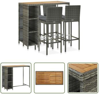 vidaXL Barset - Grijs - Poly Rattan - 120x60x110 cm - Weerbestendig