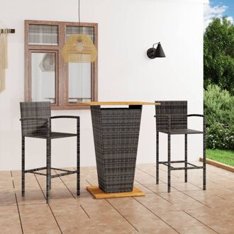 vidaXL Barset Grijs - Tafel 80x80x110cm - Stoel 52x56x118cm - PE-rattan en gepoedercoat staal - Montage