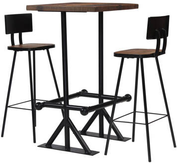 vidaXL Barset massief gerecycled hout 3-delig Bruin