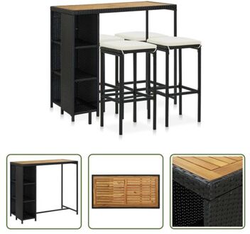 vidaXL Barset - PE-rattan - Zwart - 120 x 60 x 110 cm - Weerbestendig